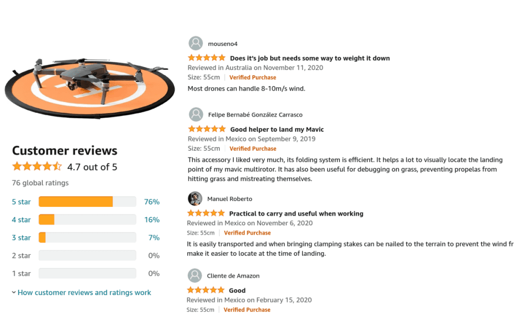 amazon reviews of pgyech landing gear for drones