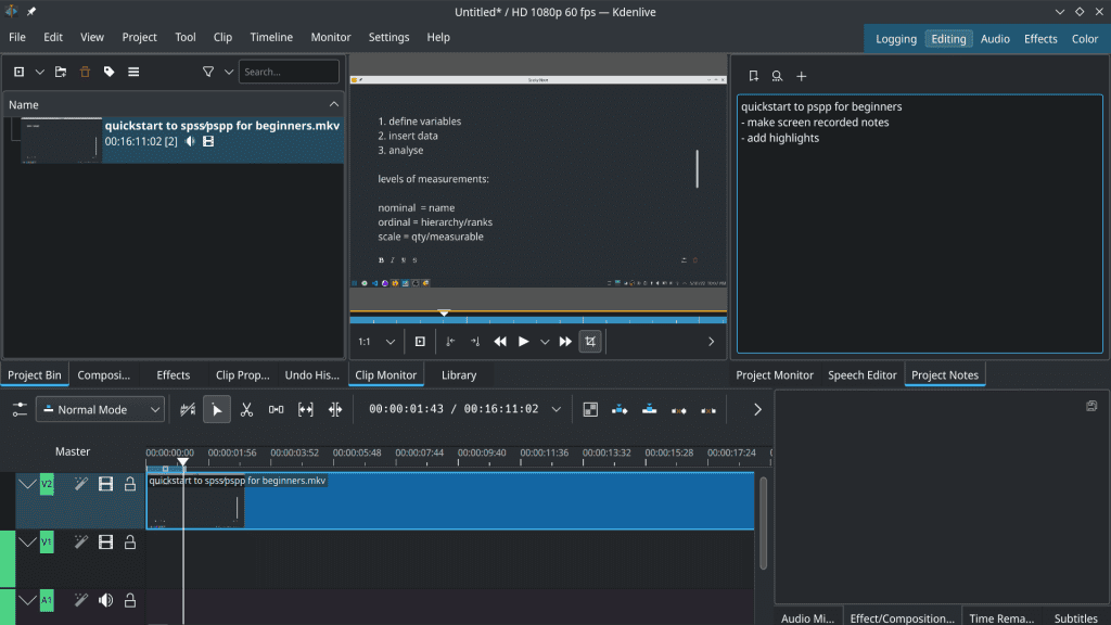 kdenlive video editor for editing drone footages