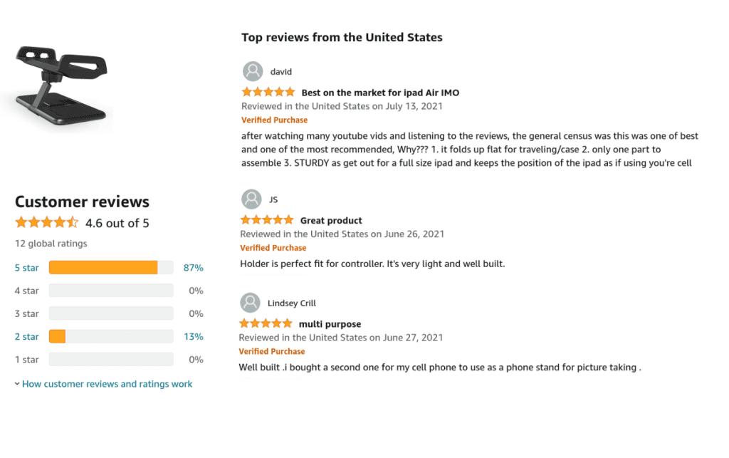 amazon reviews of phone/tablet mount for drone controller